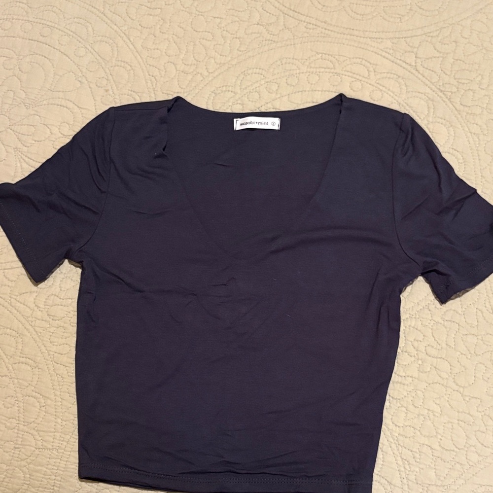 NWOT Wasabi & Mint V-Neck Short Sleeve Crop Tee